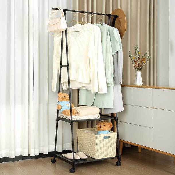 clothes, rack, mobile, lockable